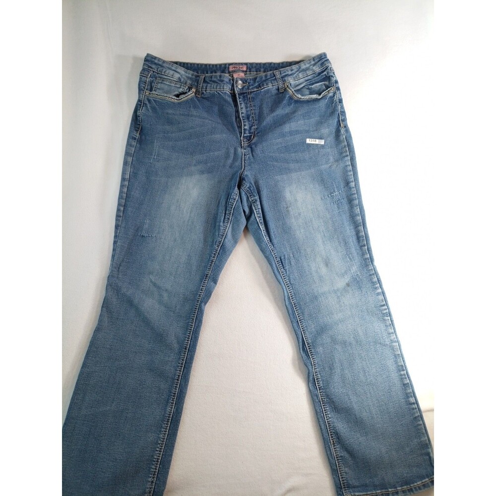 True Leech Jeans  Women’s 22 S Mid Rise Light Wash Faded Out Denim With Bling(P)